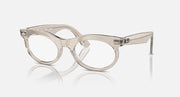 Ray-Ban Wayfarer oval sunglasses with clear beige frame and clear lenses, front view