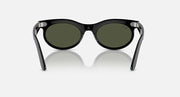Ray-Ban Wayfarer oval sunglasses front view, black frame with dark green lenses