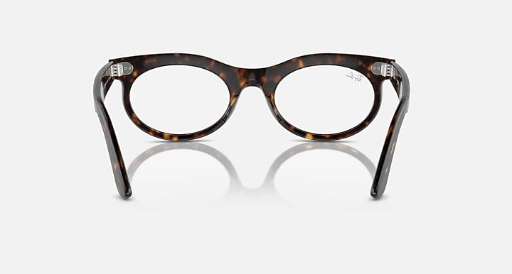 Ray-Ban Wayfarer oval sunglasses with tortoise frame and clear lenses, front view