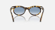Ray-Ban wayfarer oval sunglasses with havana frame and light blue lenses