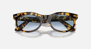 Ray-Ban wayfarer oval sunglasses with havana frame and dark blue gradient lenses