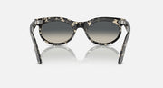Ray-Ban wayfarer oval sunglasses with black patterned frame and dark lenses