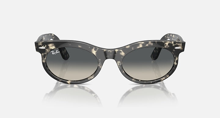 Ray-Ban wayfarer oval sunglasses with black patterned frame and dark lenses