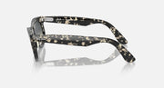 Ray-Ban wayfarer oval sunglasses with black patterned frame and clear lenses