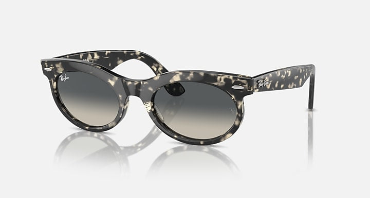 Ray-Ban wayfarer oval sunglasses with black frame and dark lenses