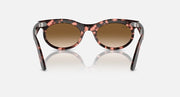 Ray-Ban Wayfarer oval sunglasses, tortoise frame with brown lenses, front view