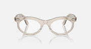 Wayfarer oval sunglasses with clear light frame and transparent round lenses