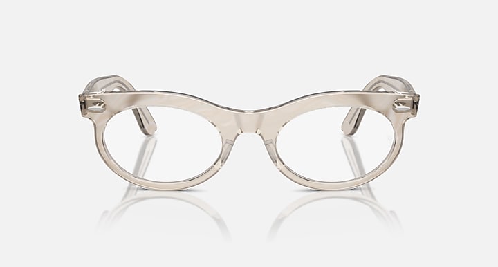 Wayfarer oval sunglasses with clear light frame and transparent round lenses