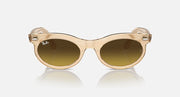 Ray-Ban Wayfarer Oval sunglasses, light tan frame, dark brown lenses
