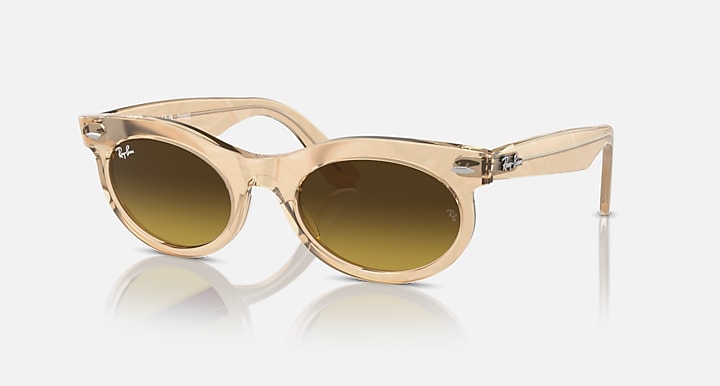 Ray-Ban Wayfarer Oval sunglasses, tan frame, gold tinted gradient lenses