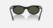 Ray-Ban Wayfarer oval sunglasses, black frame with olive-green lenses