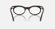 Oval sunglasses with dark tortoise-pattern frame and clear lenses