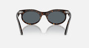 Ray-Ban tortoiseshell oval sunglasses with dark lenses and metal frame details