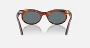 Ray-Ban tortoiseshell oval sunglasses with dark lenses, straight front view
