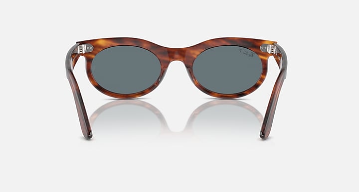 Ray-Ban tortoiseshell oval sunglasses with dark lenses, straight front view