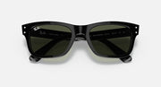 Ray-Ban Mr Burbank RB2283 sunglasses, black frame with dark green lenses, angled top view