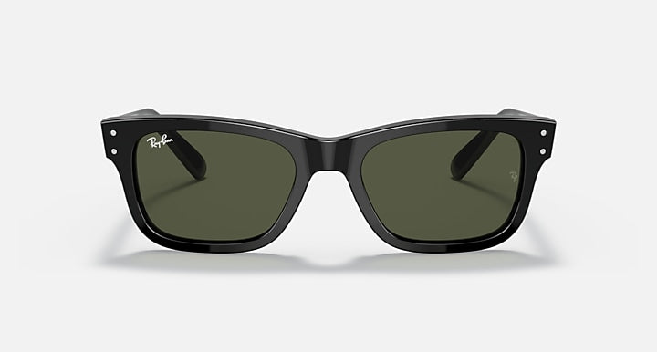 Ray-Ban Mr Burbank RB2283 sunglasses, black frame, green lenses, top-front view