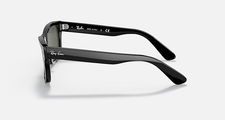 Ray-Ban Mr Burbank RB2283 sunglasses, black frame with dark green lenses, side view