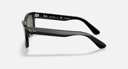 Ray-Ban Mr Burbank RB2283 sunglasses, side view of black frames and temples