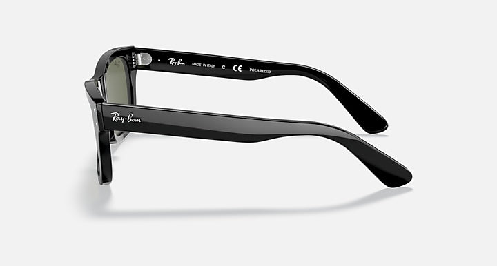 Ray-Ban Mr Burbank RB2283 sunglasses, side view of black frames and temples