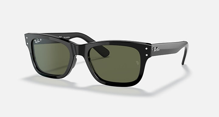 Ray-Ban Mr Burbank RB2283 sunglasses with black frame and green tinted lenses