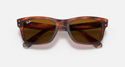 Ray-Ban Mr Burbank RB2283 sunglasses, striped Havana frame with brown lenses, angled top view