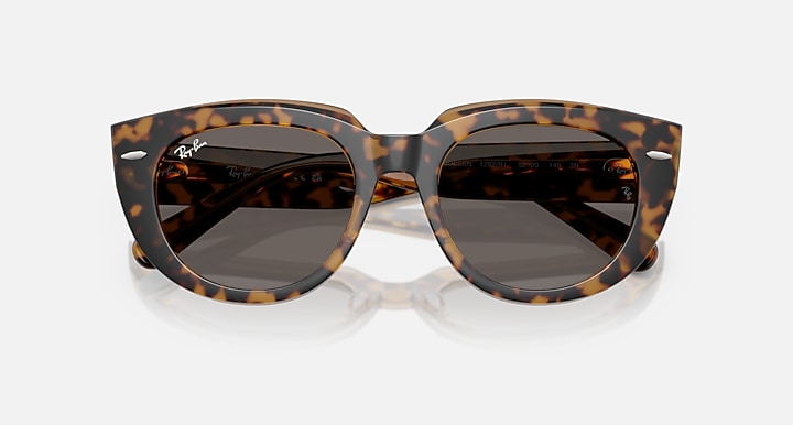 Ray-Ban cat-eye sunglasses, havana tortoise frame, dark lenses with glossy finish.