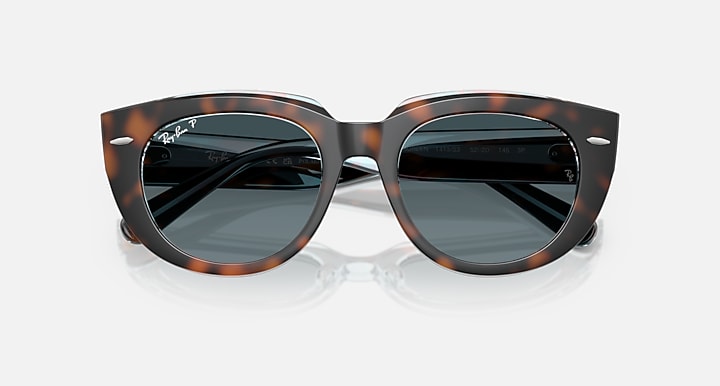 Cat-eye sunglasses with dark tortoiseshell frames and dark gray lenses, centered front