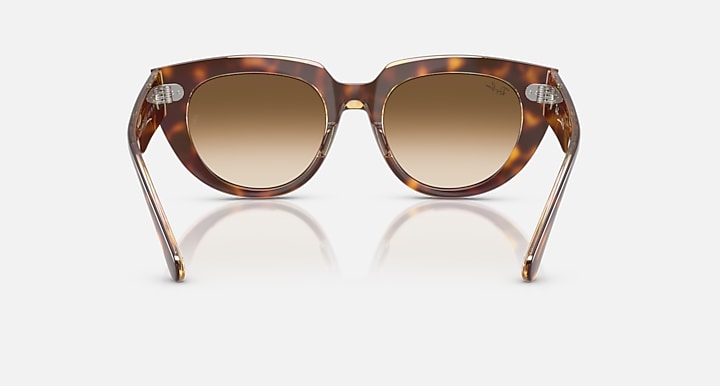 Ray-Ban cat-eye sunglasses, havana tortoise frame, light brown lenses, front view.