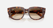 Ray-Ban cat-eye sunglasses, havana tortoise frame, dark brown gradient lenses.