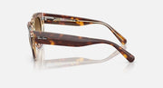 Ray-Ban cat-eye sunglasses, havana tortoise frame, side view with metal temple tips.