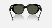 Ray-Ban Doreen RB2286 sunglasses, angled front with black frame and dark green lenses