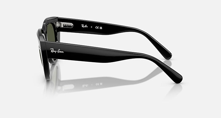 Ray-Ban Doreen RB2286 sunglasses, side view with black frame and dark green lenses
