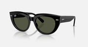 Ray-Ban Doreen RB2286 sunglasses with black frame and dark green tinted lenses