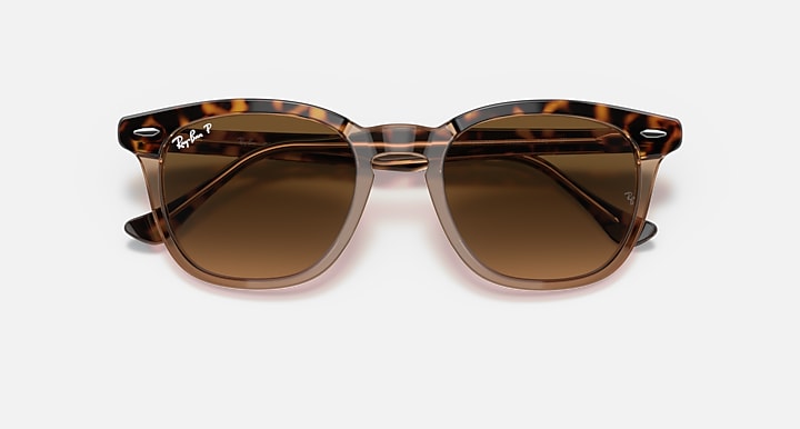 Ray-Ban sunglasses with tortoiseshell frame and dark brown lenses, front view