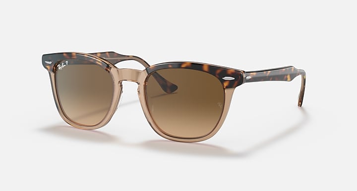 Ray-Ban sunglasses with tortoiseshell frame and brown gradient lenses, full-rim style