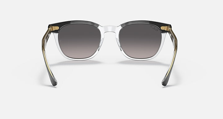 Ray-Ban sunglasses with clear/transparent frame, dark lenses and gold-tone accents