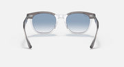 Ray-Ban Hawkeye sunglasses, clear frame with blue gradient lenses front view