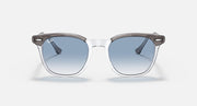Ray-Ban Hawkeye sunglasses, silver frame with blue gradient polarized lenses front view