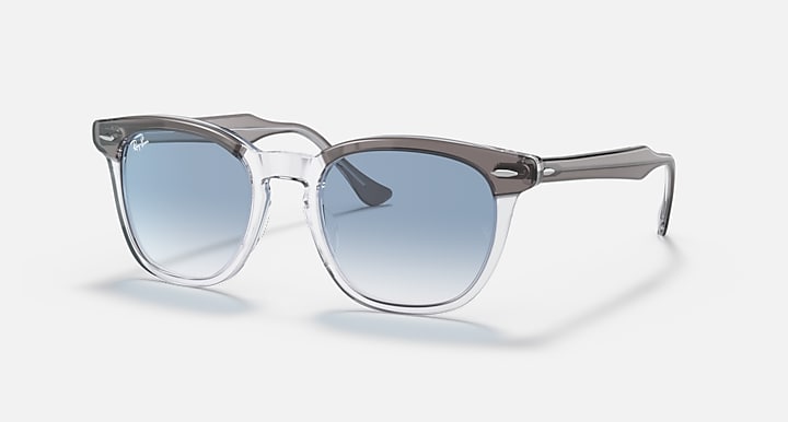 Ray-Ban Hawkeye sunglasses, silver frame with blue gradient polarized lenses