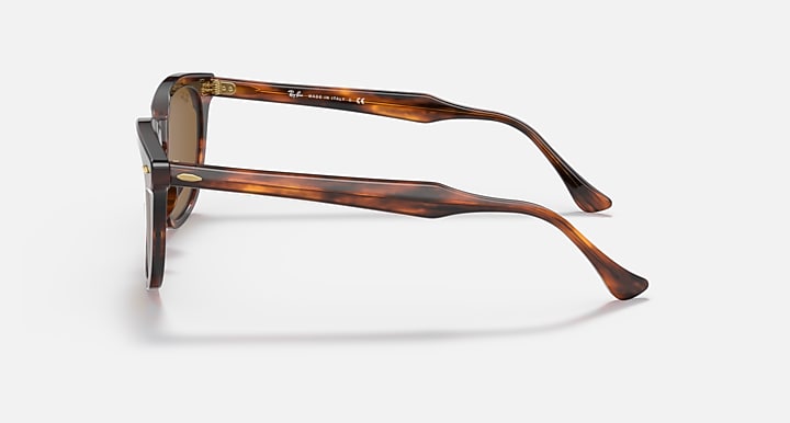 Ray-Ban Hawkeye sunglasses, tortoiseshell frame side profile with amber lenses