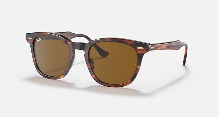 Ray-Ban Hawkeye sunglasses, tortoiseshell frame with amber polarized lenses