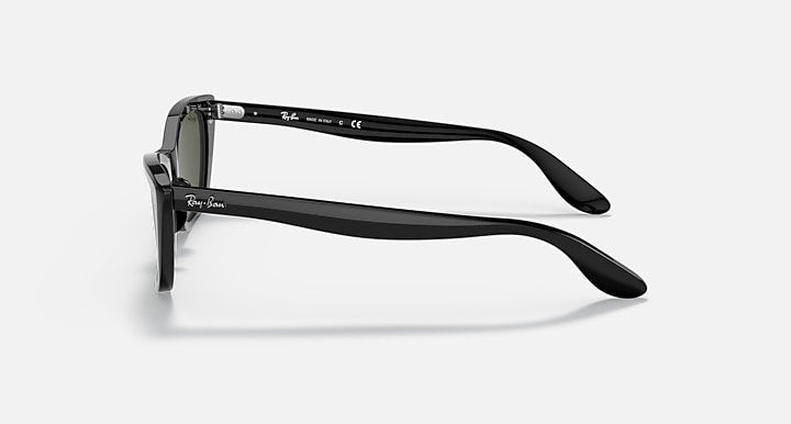 Ray-Ban cat-eye sunglasses with black frame, side profile with straight temple arms
