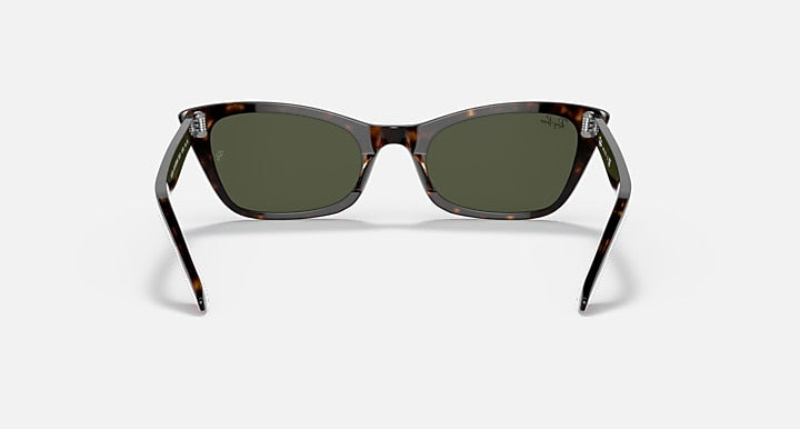 Ray-Ban cat-eye sunglasses with Havana tortoise frame and dark green lenses, front view