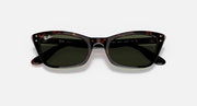 Ray-Ban cat-eye sunglasses with Havana tortoise frame and dark green lenses, front view