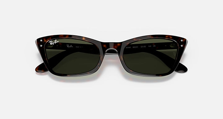 Ray-Ban cat-eye sunglasses with Havana tortoise frame and dark green lenses, front view