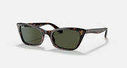 Ray-Ban cat-eye sunglasses with Havana tortoise frame and dark green lenses, front view
