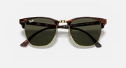 Ray-Ban Clubmaster sunglasses, tortoise frames with gold bridge and dark green lenses