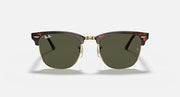 Ray-Ban Clubmaster sunglasses, tortoise frames, gold bridge and dark green lenses