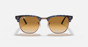 Ray-Ban Clubmaster sunglasses, front view, blue tortoise frame with brown lenses